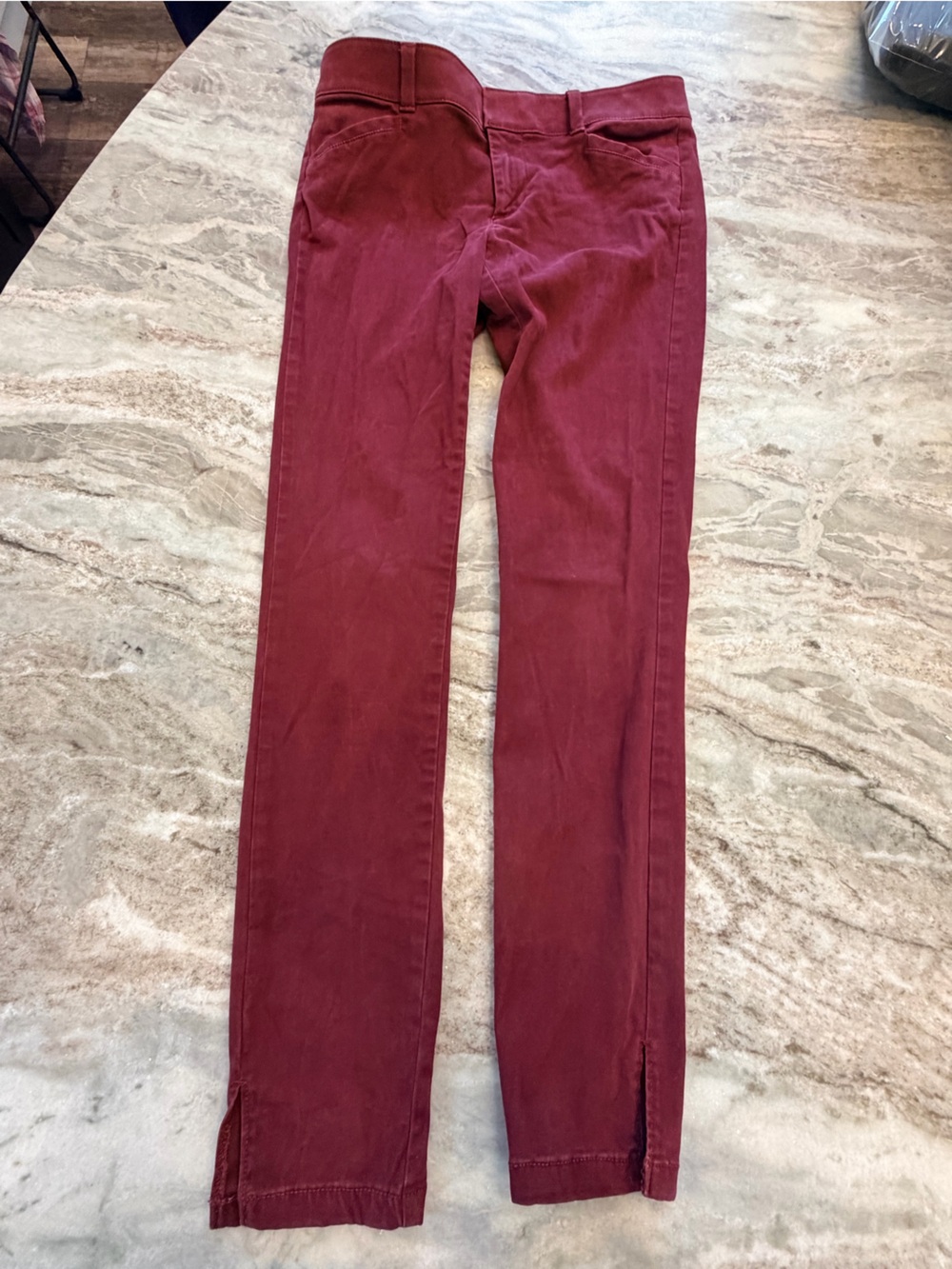 LOFT Marisa Burgundy Stretch Skinny Ankle Pants Size 0